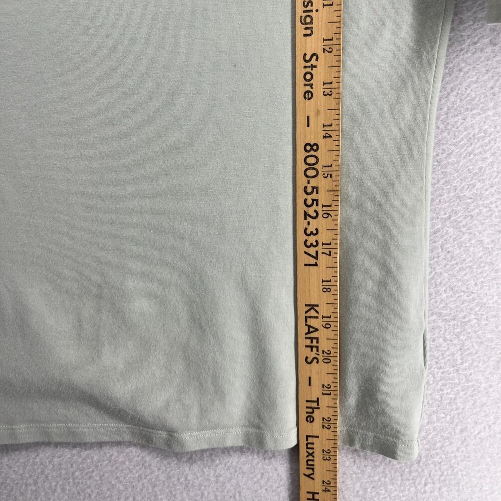 EILEEN FISHER Top M Stretch Organic Cotton Jersey 3/4 Sleeve Basic Green USA - Picture 9 of 10